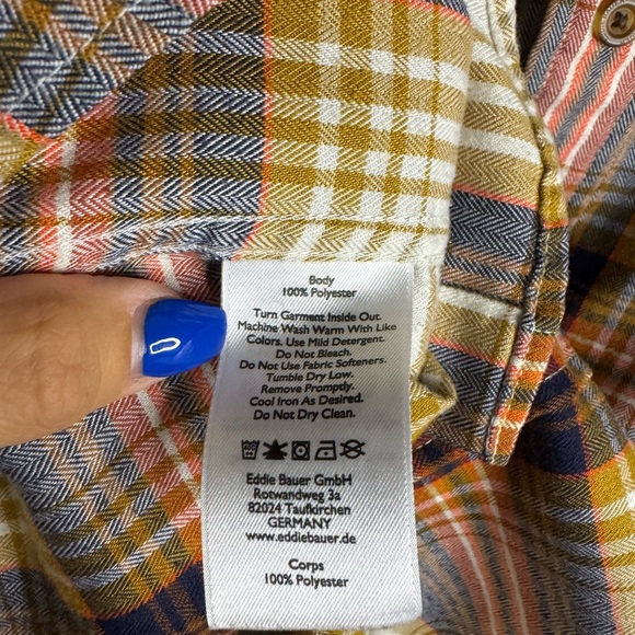 Eddie Bauer men’s multi plaid long sleeve flannel button up shirt size medium - Picture 5 of 5